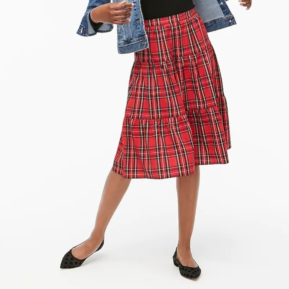 J. Crew Factory Three Tier Tartan Skirt - Picture 1 of 6